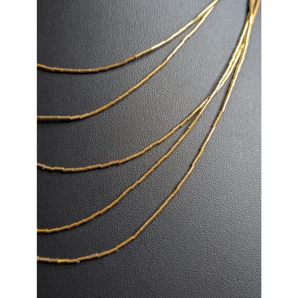 Vintage Five Strand Liquid Gold Filled Bead 18" Necklace - Picture 3 of 7